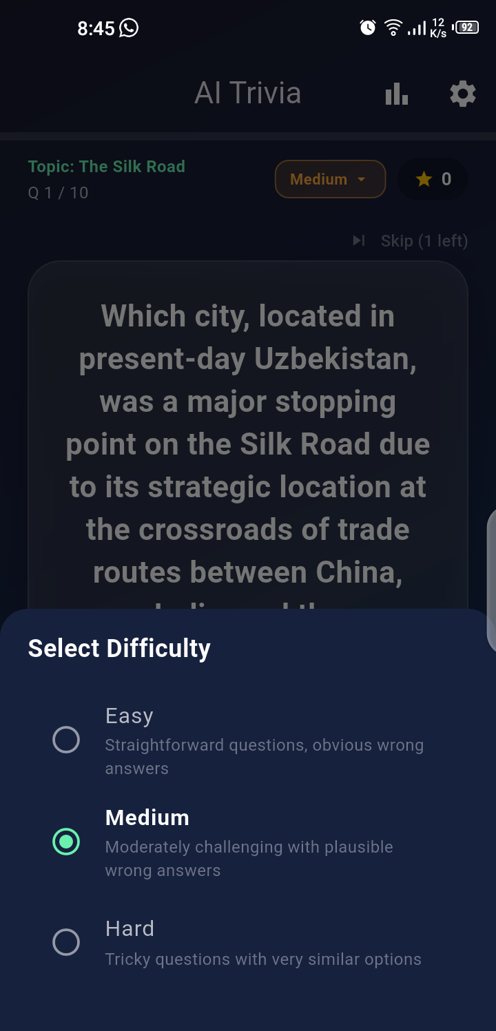 Select difficulty