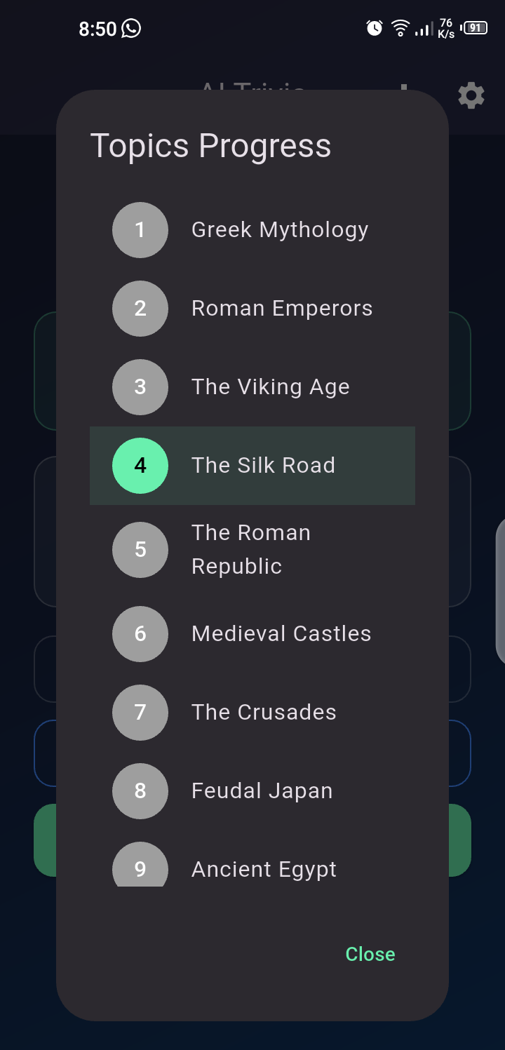 Topics progress